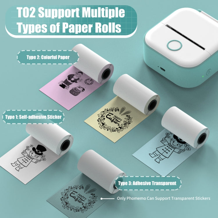 Phomemo T02 Standard Error Mini Pocket Small Portable Bluetooth Phone Photo Label Thermal Printer(White) - Printer by Phomemo | Online Shopping South Africa | PMC Jewellery | Buy Now Pay Later Mobicred