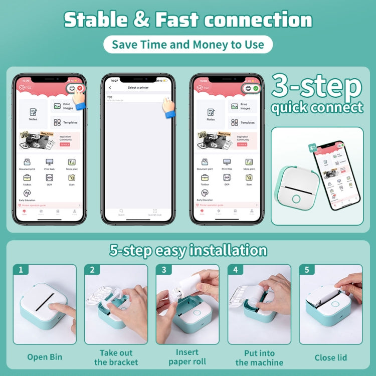 Phomemo T02 Standard Error Mini Pocket Small Portable Bluetooth Phone Photo Label Thermal Printer(White) - free shipping - PMC TechLife - Order now!