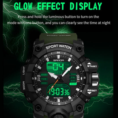 SANDA Green Light Alarm Clock Multifunctional Waterproof Shockproof Transparent Watch(Transparent Green) - Silicone Strap Watches by SANDA | Online Shopping South Africa | PMC Jewellery | Buy Now Pay Later Mobicred