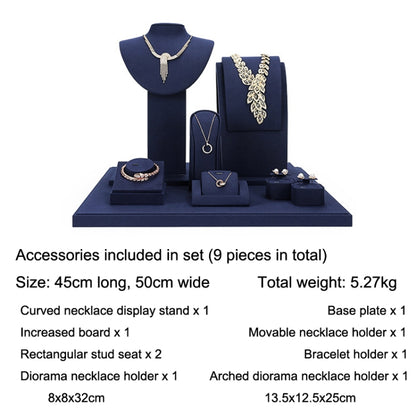 Jewelry Display Props Blue Microfiber Window Necklace Earring Ring Stand Set 4 - Jewelry Storages by PMC Jewellery | Online Shopping South Africa | PMC Jewellery