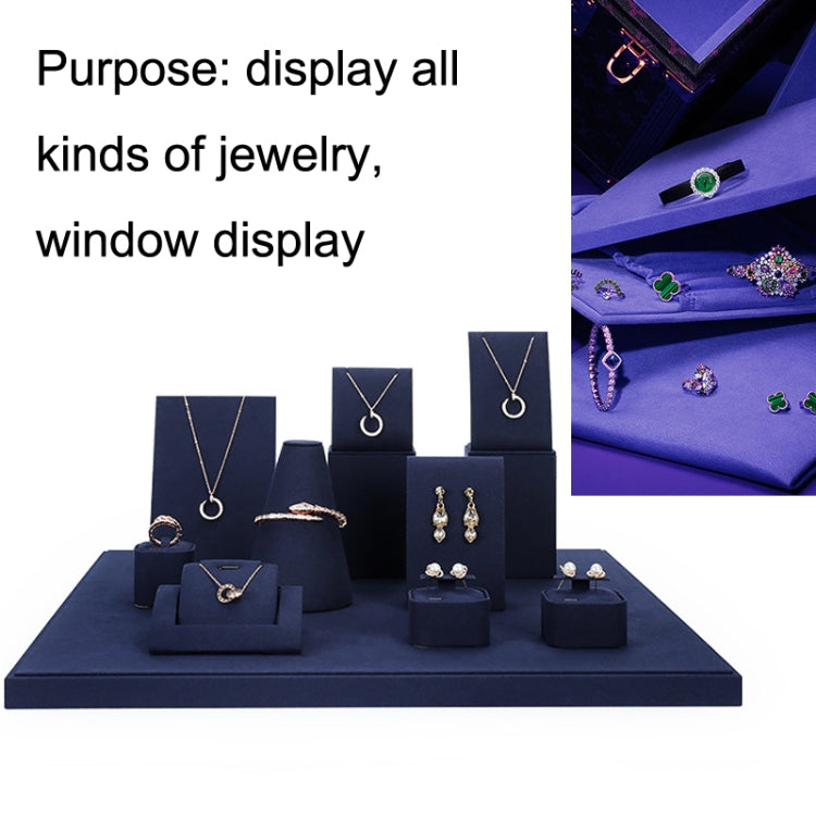 Jewelry Display Props Blue Microfiber Window Necklace Earring Ring Stand Set 5 - Jewelry Storages by PMC Jewellery | Online Shopping South Africa | PMC Jewellery