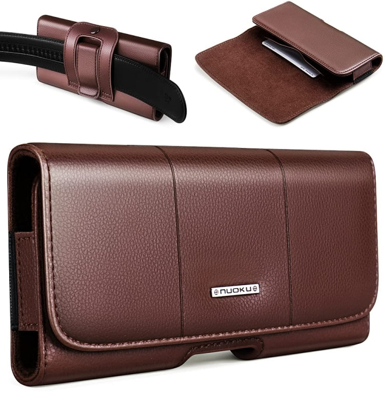 Nuoku Magnetic Flaps Leather Belt Case For Smart Phones, Size: 17.3 x 8 x 2.5cm  6.7 Inch(Brown) - More iPhone Cases by Nuoku | Online Shopping South Africa | PMC Jewellery | Buy Now Pay Later Mobicred