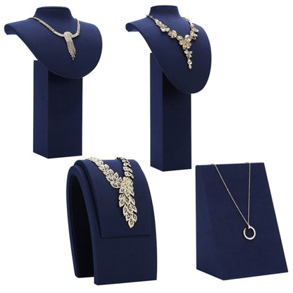 10x7.5x14cm Vertical Necklace Holder Jewelry Display Props Blue Microfiber Window Necklace Earring Ring Stand - Jewelry Storages by PMC Jewellery | Online Shopping South Africa | PMC Jewellery