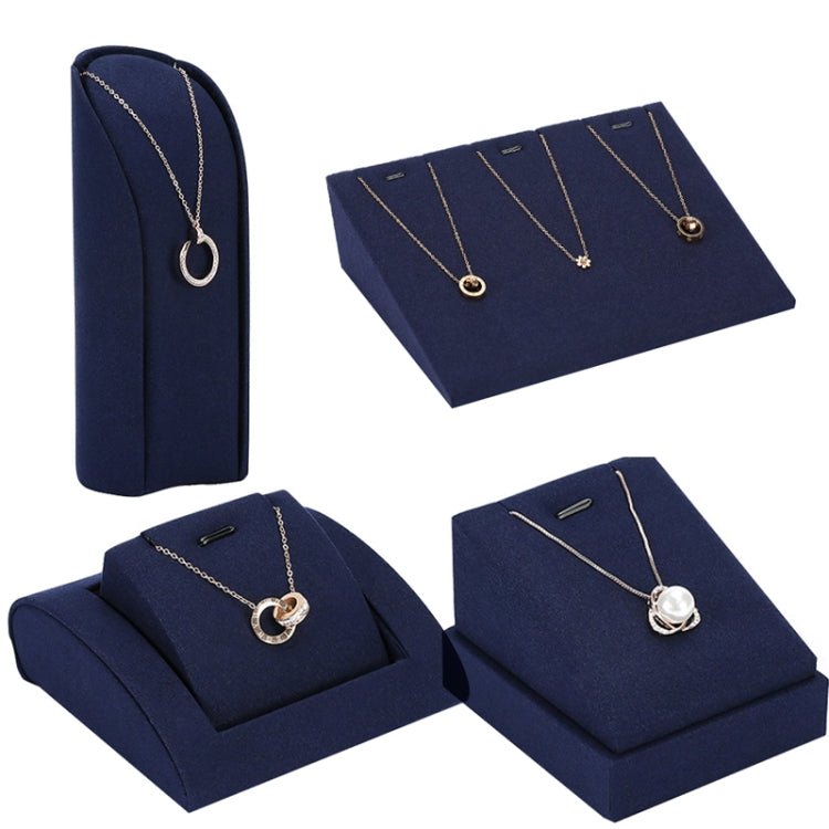 7x8x5.5cm Necklace Holder Jewelry Display Props Blue Microfiber Window Necklace Earring Ring Stand - Jewelry Storages by PMC Jewellery | Online Shopping South Africa | PMC Jewellery