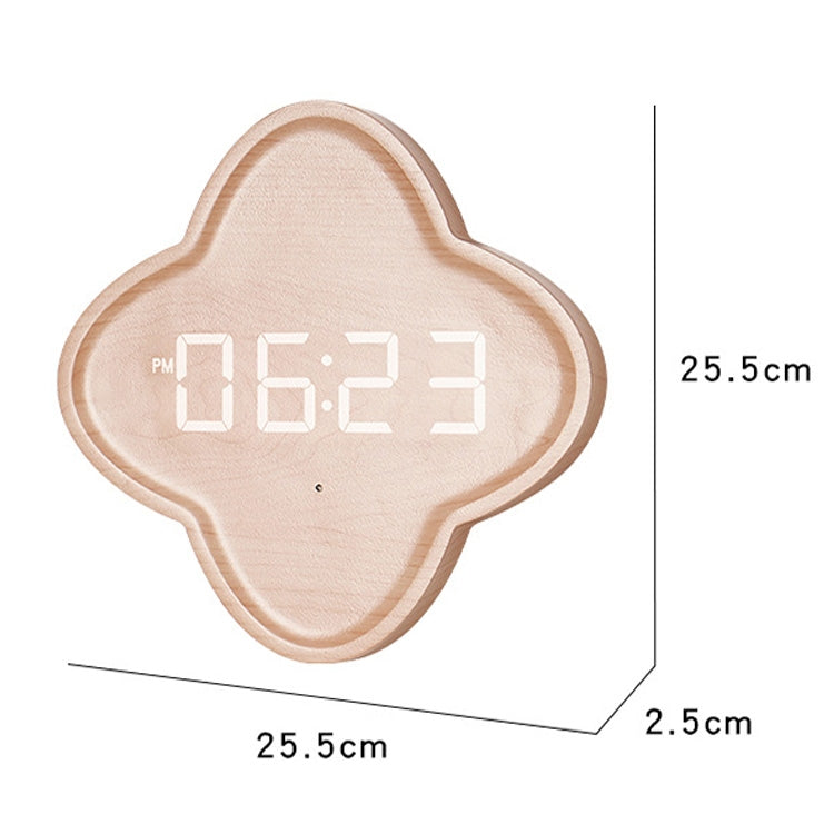 G236 LED Digital Display Flower Shape Living Room Wall Clock(Wood Grain) - free shipping - PMC TechLife - Order now!