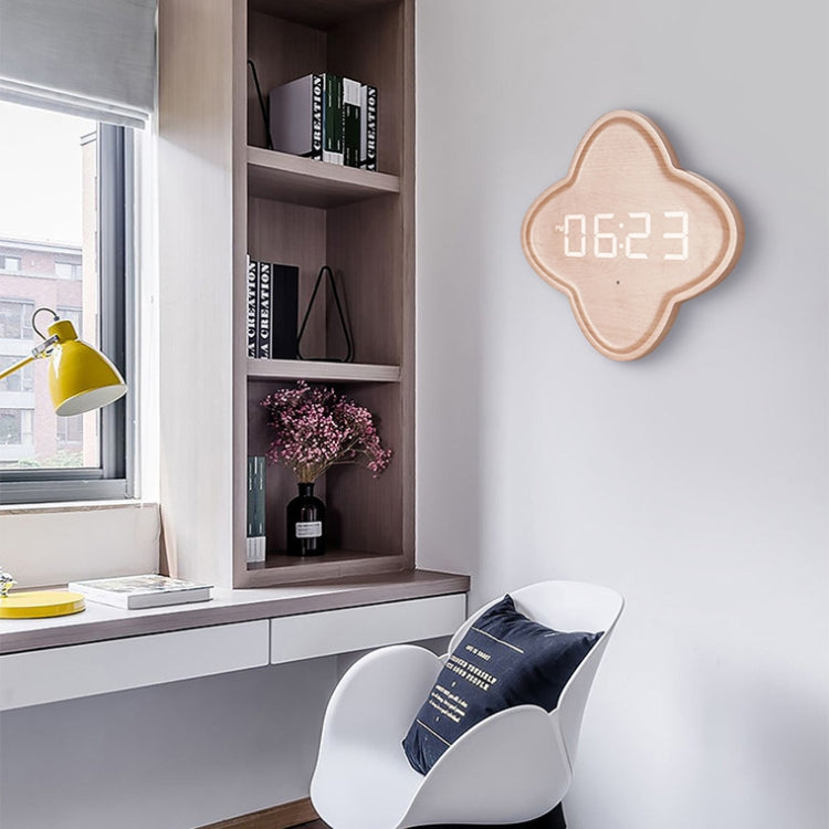 G236 LED Digital Display Flower Shape Living Room Wall Clock(Wood Grain) - free shipping - PMC TechLife - Order now!