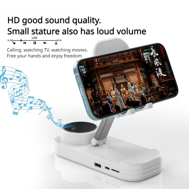 2-in-1 Desktop Bluetooth Speaker Stand Mobile Phone Tablet Holder(White) - Desktop Holder by PMC Jewellery | Online Shopping South Africa | PMC Jewellery