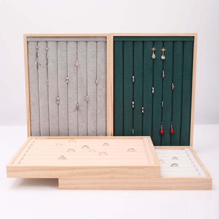 Solid Wooden Velvet Jewelry Display Tray Ring Earring Bracelet Storage And Organization Box, Specification: Medium Dark Green - Jewelry Storages by PMC Jewellery | Online Shopping South Africa | PMC Jewellery