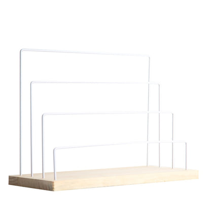 Wooden Base Iron Multi-Layer Earrings Storage Display Rack Can Hang Jewelry Display Shelf, Style: 4 Layers (White) - Jewelry Storages by PMC Jewellery | Online Shopping South Africa | PMC Jewellery