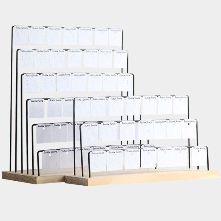 Wooden Base Iron Multi-Layer Earrings Storage Display Rack Can Hang Jewelry Display Shelf, Style: 4 Layers (Black) - Jewelry Storages by PMC Jewellery | Online Shopping South Africa | PMC Jewellery