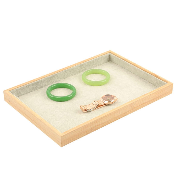 Bamboo Wood Velvet Multi-Functional Jewelry Display Tray Jewelry Storage Box Empty Tray, Style: Velvet (Ice Flowers) - Jewelry Storages by PMC Jewellery | Online Shopping South Africa | PMC Jewellery