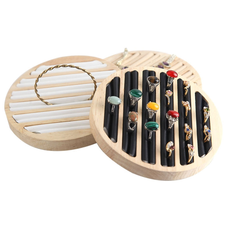 Solid Wooden Round Ring Jewelry Display Board Jewelry Bracelet Storage Tray, Style: Leather ( Black ) - Jewelry Storages by PMC Jewellery | Online Shopping South Africa | PMC Jewellery