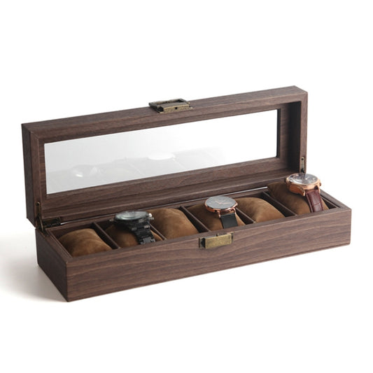 Wood Grain Leather Watch Display Box Watch Storage Case Jewelry Box, Style: 6 Digit Long - Watch Storages by PMC Jewellery | Online Shopping South Africa | PMC Jewellery