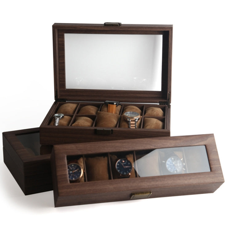 Wood Grain Leather Watch Display Box Watch Storage Case Jewelry Box, Style: 2 Digit Long - Watch Storages by PMC Jewellery | Online Shopping South Africa | PMC Jewellery