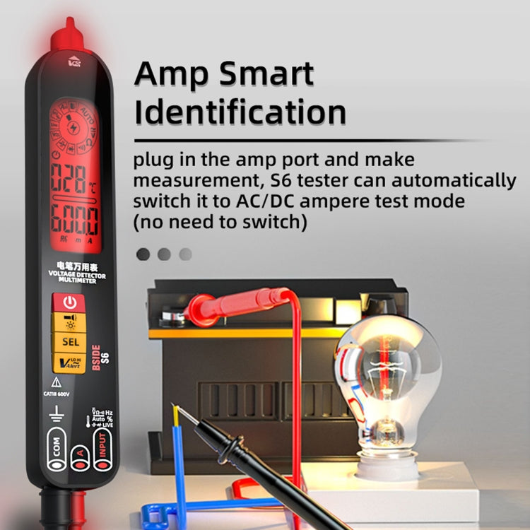 BSIDE S6 Smart Digital Multimeter Current Test Pen Capacitance Temperature Voltage Detector(Charging Model) - free shipping - PMC TechLife - Order now!