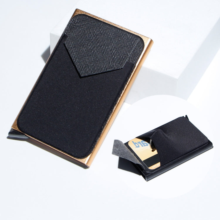 Pop Up Metal Card Holder with Lycra Cloth RFID Aluminum Alloy Credit Card Box(Gold) - Antimagnetic RFID Package by PMC Jewellery | Online Shopping South Africa | PMC Jewellery | Buy Now Pay Later Mobicred