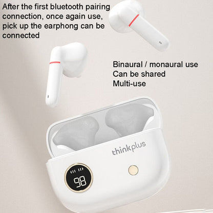 Lenovo Thinkplus XT86 Semi-In-Ear Wireless Bluetooth Earphones With Digital Display Charging Compartment(White) - Bluetooth Earphone by Lenovo | Online Shopping South Africa | PMC Jewellery | Buy Now Pay Later Mobicred