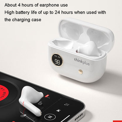 Lenovo Thinkplus XT86 Semi-In-Ear Wireless Bluetooth Earphones With Digital Display Charging Compartment(White) - Bluetooth Earphone by Lenovo | Online Shopping South Africa | PMC Jewellery | Buy Now Pay Later Mobicred