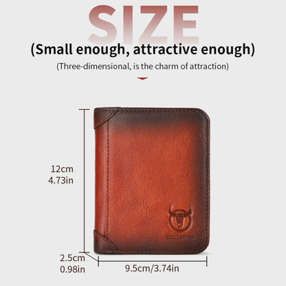 Bull Captain Men Wallet First-layer Cowhide Coin Clip RFID Retro Vertical ID Holder(Brown) - Antimagnetic RFID Package by Bull Captain | Online Shopping South Africa | PMC Jewellery | Buy Now Pay Later Mobicred