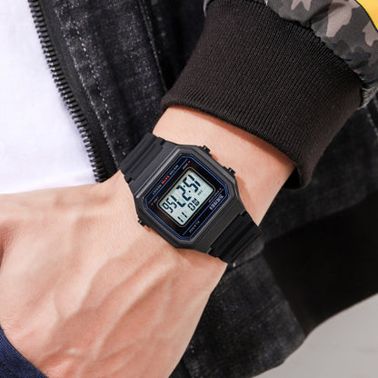 SKMEI 1698 50m Waterproof Multifunctional Sports Square Pin Buckle Luminous Digital Watch(Black White) - Silicone Strap Watches by SKMEI | Online Shopping South Africa | PMC Jewellery | Buy Now Pay Later Mobicred