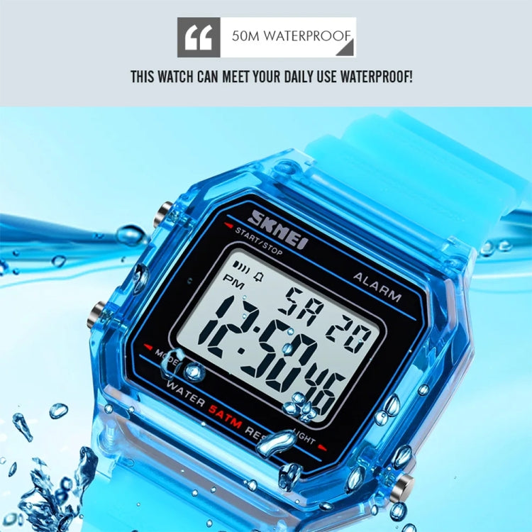 SKMEI 1698 50m Waterproof Multifunctional Sports Square Pin Buckle Luminous Digital Watch(Black White) - Silicone Strap Watches by SKMEI | Online Shopping South Africa | PMC Jewellery | Buy Now Pay Later Mobicred