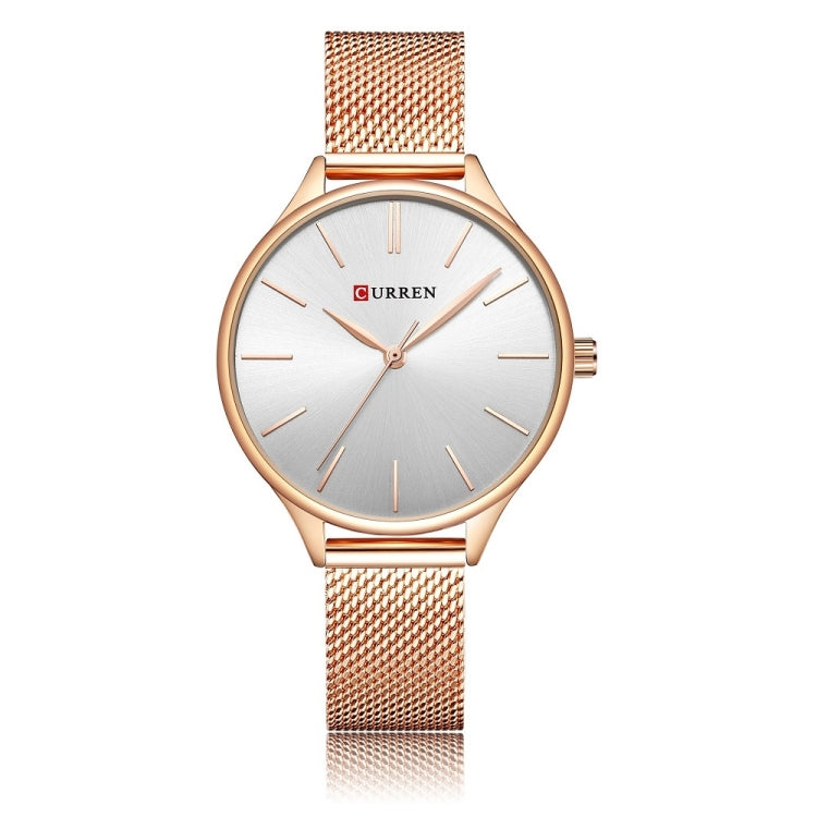 Curren 9024 Casual Steel Strap Waterproof Women Quartz Watch, Color: Rose Shell White Surface - Alloy Watches by Curren | Online Shopping South Africa | PMC Jewellery | Buy Now Pay Later Mobicred