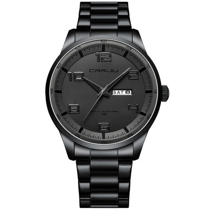 CRRJU 5005 Men Steel Strap Watch Simple Business Personalized Waterproof Watch With Calendar Display(Black) - Metal Strap Watches by CRRJU | Online Shopping South Africa | PMC Jewellery | Buy Now Pay Later Mobicred