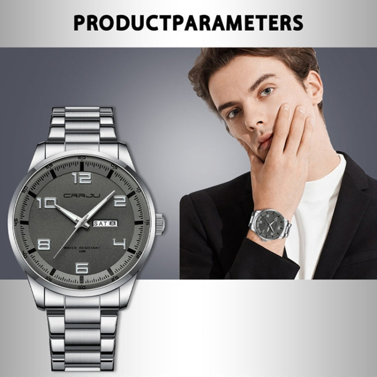 CRRJU 5005 Men Steel Strap Watch Simple Business Personalized Waterproof Watch With Calendar Display(Black) - Metal Strap Watches by CRRJU | Online Shopping South Africa | PMC Jewellery | Buy Now Pay Later Mobicred