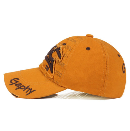 Embroidery Letter Pattern Adjustable Curved Eaves Baseball Cap, Head Circumference: 54-62cm(black yellow) - Peaked Cap by PMC Jewellery | Online Shopping South Africa | PMC Jewellery