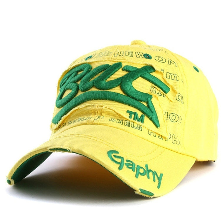 Embroidery Letter Pattern Adjustable Curved Eaves Baseball Cap, Head Circumference: 54-62cm(yellow green) - Peaked Cap by PMC Jewellery | Online Shopping South Africa | PMC Jewellery