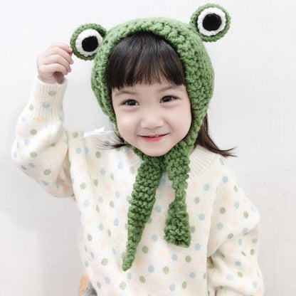 Children Cartoon Frog Big Eyes Earmuffs Hair Hat Bomer Hat(Green) - Bomber Hats by PMC Jewellery | Online Shopping South Africa | PMC Jewellery