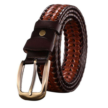 Wide Edition Hand Woven Lacquered Genuine Leather Waistband for Men, Belt Length:100cm(Double Color) - Belts by PMC Jewellery | Online Shopping South Africa | PMC Jewellery