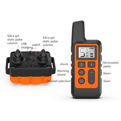 500m Dog Training Bark Stopper Remote Control Electric Shock Waterproof Electronic Collar(Orange) - Training Aids by PMC Jewellery | Online Shopping South Africa | PMC Jewellery