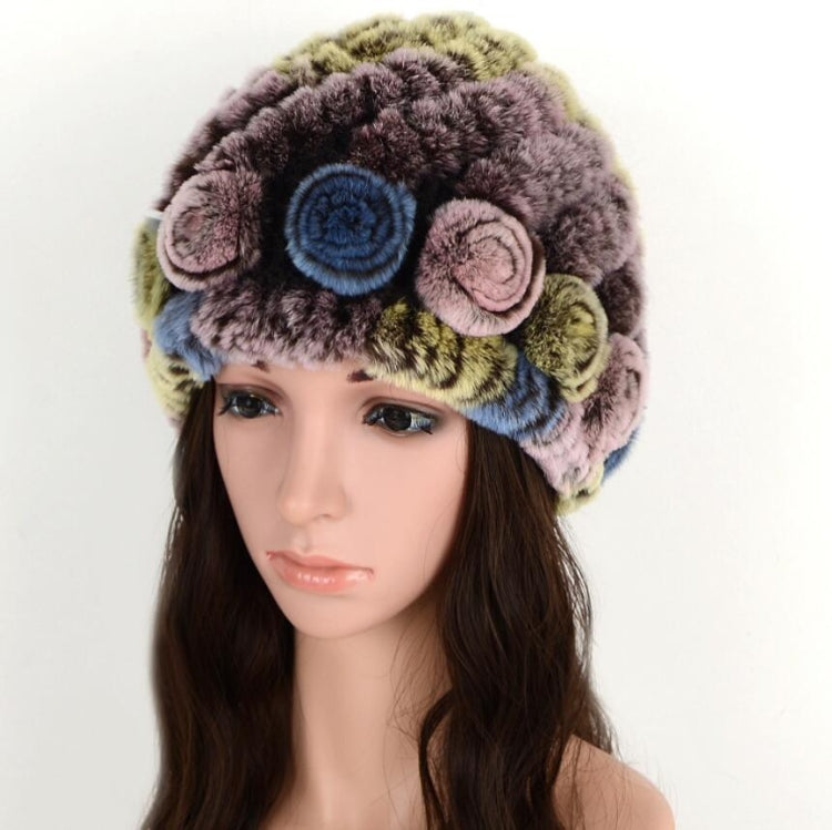 Real Rabbit Fur Grass Pineapple Hat Korean Version of the Women's Warm Earmuffs(double brown) - Bomber Hats by PMC Jewellery | Online Shopping South Africa | PMC Jewellery