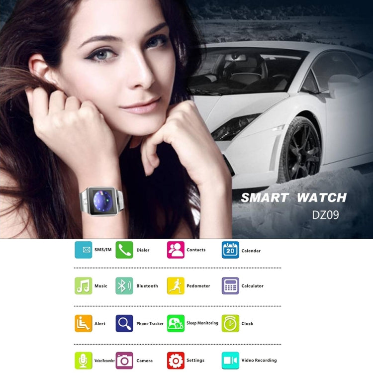 DZ09 1.56 inch Screen Bluetooth 3.0 Android 4.1 OS Above Smart Watch Phone with Bluetooth Call & Call Reminder & Sleep Monitor & Pedometer & Sedentary Reminder & Calendar & SMS & Audio and Video Player & Anti-loss Function(White) - Smart Watches by PMC Jewellery | Online Shopping South Africa | PMC Jewellery | Buy Now Pay Later Mobicred