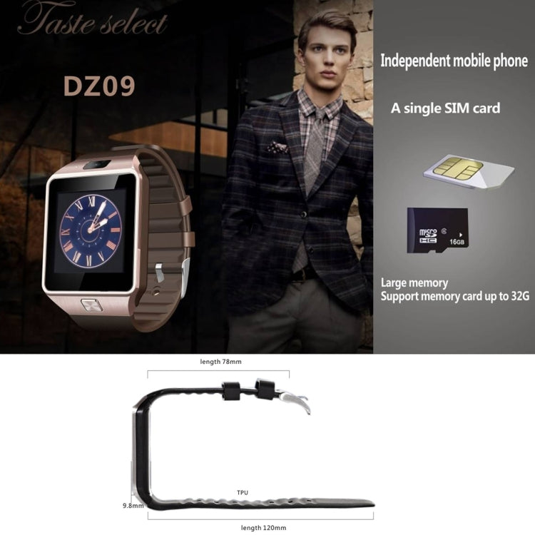 DZ09 1.56 inch Screen Bluetooth 3.0 Android 4.1 OS Above Smart Watch Phone with Bluetooth Call & Call Reminder & Sleep Monitor & Pedometer & Sedentary Reminder & Calendar & SMS & Audio and Video Player & Anti-loss Function(White) - Smart Watches by PMC Jewellery | Online Shopping South Africa | PMC Jewellery | Buy Now Pay Later Mobicred