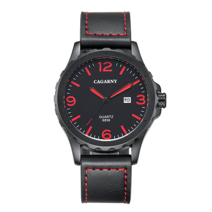 CAGARNY 6856 Fashion Quartz Movement Wrist Watch with Leather Band (Red) - Leather Strap Watches by CAGARNY | Online Shopping South Africa | PMC Jewellery | Buy Now Pay Later Mobicred