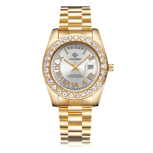 CAGARNY 6866 Fashion Life Waterproof Gold Steel Band Quartz Watch (Silver) - Metal Strap Watches by CAGARNY | Online Shopping South Africa | PMC Jewellery | Buy Now Pay Later Mobicred