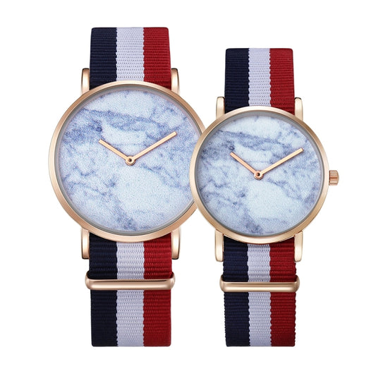 CAGARNY 6812 Round Dial Alloy Gold Case Fashion Couple Watch Men & Women Lover Quartz Watches with Nylon Band - Couple Watches by CAGARNY | Online Shopping South Africa | PMC Jewellery | Buy Now Pay Later Mobicred