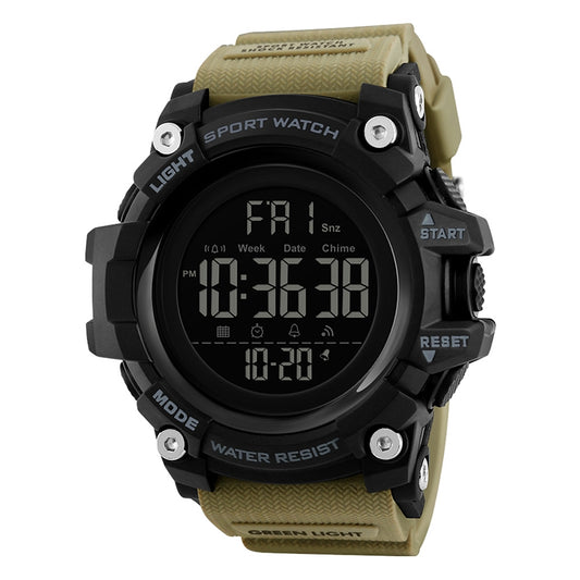 SKMEI 1384 Multifunctional Men Outdoor Fashion Noctilucent Waterproof LED Digital Watch (Khaki) - LED Digital Watches by SKMEI | Online Shopping South Africa | PMC Jewellery | Buy Now Pay Later Mobicred