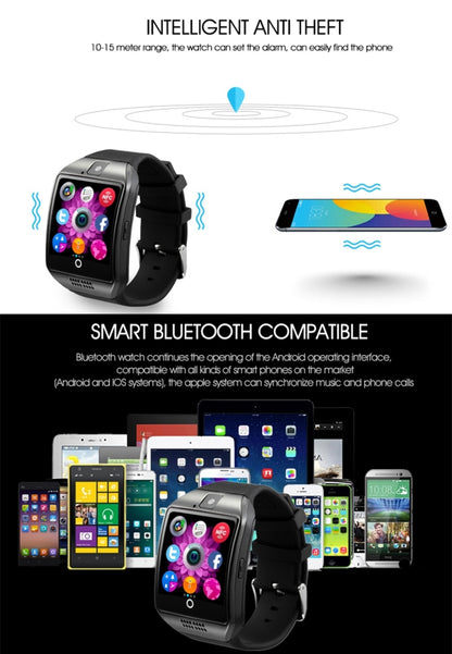 Q18 1.54 inch TFT Screen MTK6260A 360MHz Bluetooth 3.0 Smart Watch Phone, 128M + 64M Memory(Black) - Smart Watches by PMC Jewellery | Online Shopping South Africa | PMC Jewellery | Buy Now Pay Later Mobicred