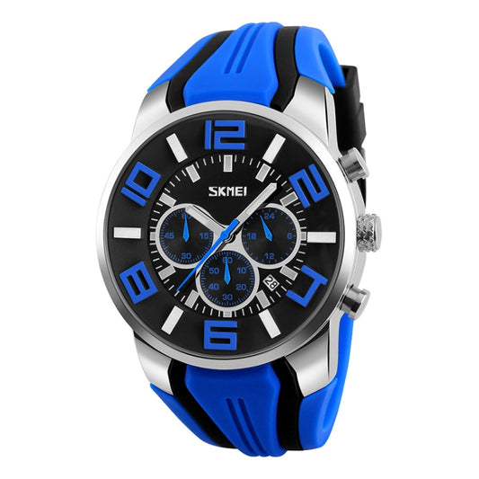 SKMEI 9128 Fashion Multifunctional 3D Large Dial Sports Wristwatch 30m Waterproof Quartz Watch(Blue) - Sport Watches by SKMEI | Online Shopping South Africa | PMC Jewellery | Buy Now Pay Later Mobicred