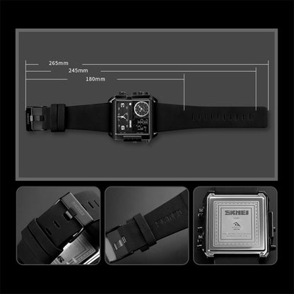 SKMEI 1391 Multifunctional Men Business Digital Watch 30m Waterproof Square Dial Wrist Watch with Leather Watchband(Black) - Leather Strap Watches by SKMEI | Online Shopping South Africa | PMC Jewellery | Buy Now Pay Later Mobicred