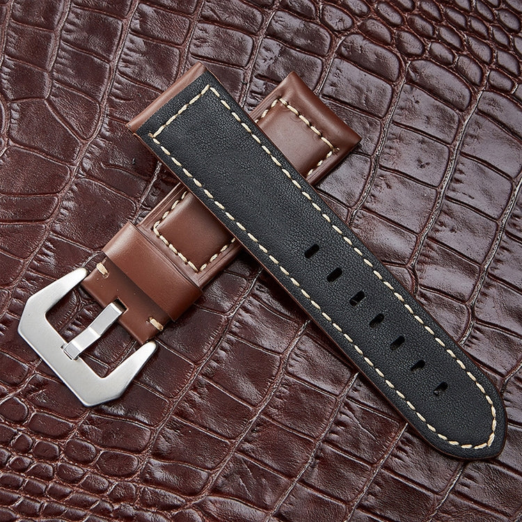 Crazy Horse Layer Frosted Black Buckle Watch Leather Watch Band, Size: 24mm (Light Brown) - Watch Bands by PMC TechLife | Online Shopping South Africa | PMC TechLife | Buy Now Pay Later Mobicred