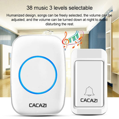 CACAZI A10G One Button Three Receivers Self-Powered Wireless Home Cordless Bell, EU Plug(White) - Wireless Doorbell by CACAZI | Online Shopping South Africa | PMC Jewellery