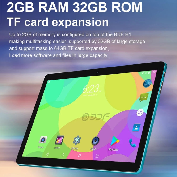 BDF H1 3G Phone Call Tablet PC, 10.1 inch, 2GB+32GB, Android 9.0, MTK8321 Octa Core Cortex-A7, Support Dual SIM & Bluetooth & WiFi & GPS, EU Plug(White) - BDF by BDF | Online Shopping South Africa | PMC Jewellery
