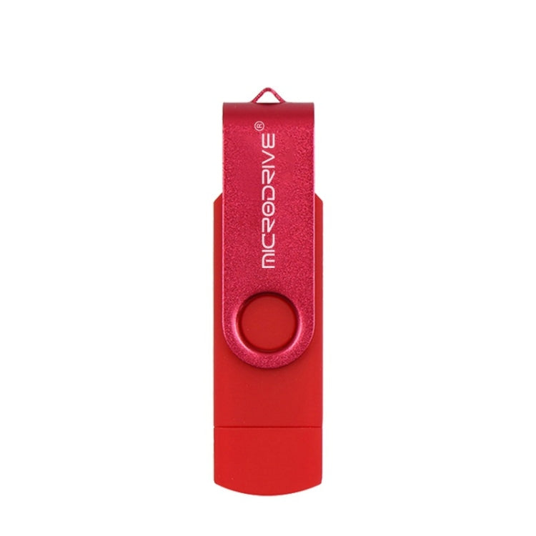 MicroDrive 32GB USB 2.0 Mobile Computer Dual-use Rotating OTG Metal U Disk (Red) - USB Flash Drives by MicroDrive | Online Shopping South Africa | PMC Jewellery | Buy Now Pay Later Mobicred