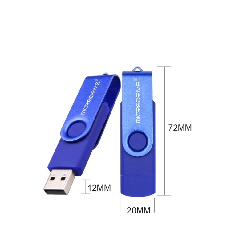 MicroDrive 32GB USB 2.0 Mobile Computer Dual-use Rotating OTG Metal U Disk (Red) - USB Flash Drives by MicroDrive | Online Shopping South Africa | PMC Jewellery | Buy Now Pay Later Mobicred