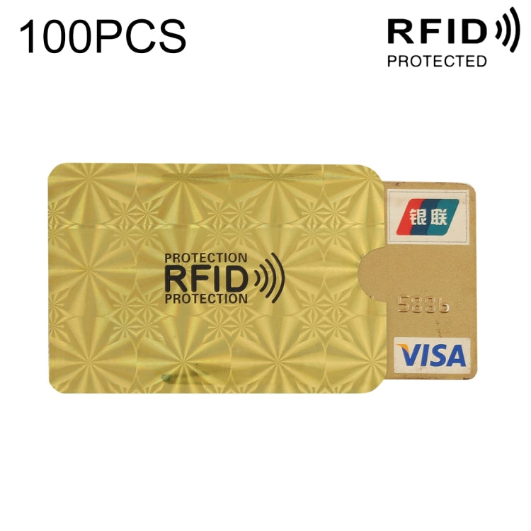 100pcs Aluminum Foil RFID Blocking Credit Card ID Bank Card Case Card Holder Cover, Size: 9 x 6.3cm(Golden Snowflake) - Antimagnetic RFID Package by PMC Jewellery | Online Shopping South Africa | PMC Jewellery | Buy Now Pay Later Mobicred