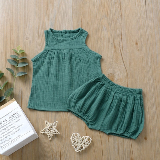 Children multicolor vest + big PP shorts two-piece suit (Color:Green Size:70) - Kids Clothing by PMC Jewellery | Online Shopping South Africa | PMC Jewellery